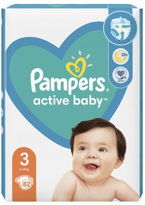 Підгузки дитячі Pampers Active Baby розмір 3, 6-10 кг, 82 шт