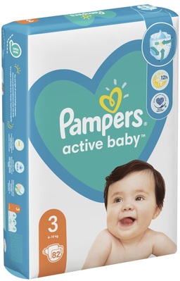Підгузки дитячі Pampers Active Baby розмір 3, 6-10 кг, 82 шт