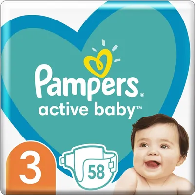 Підгузки дитячі Pampers Active Baby розмір 3, 6-10 кг, 58 шт