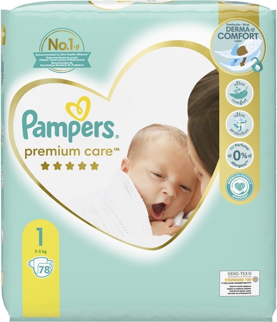 Підгузки дитячі Pampers Premium Care розмір 1, 2-5 кг, 78 шт