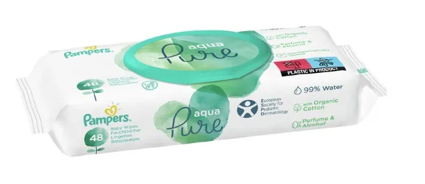 Серветки вологі Pampers Pure Aqua дитячі, 48 шт