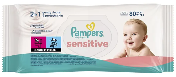 Серветки вологі Pampers Sensitive дитячі, 80 шт