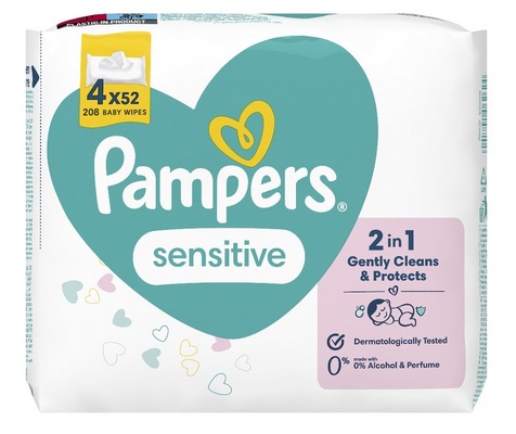 Салфетки влажные Pampers Sensitive детские, 208 шт (4 x 52 шт)