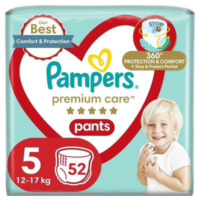 Підгузки-трусики Pampers Premium Care Pants дитячі розмір 5, 12-17 кг, 52 шт
