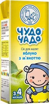 Сік Чудо-Чадо яблучний з м'якоттю, з цукром, з 4 месяців, 200 мл