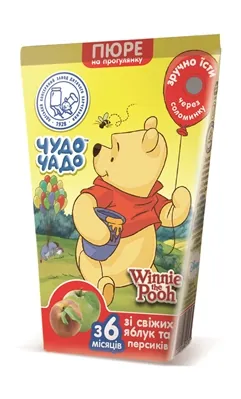 Пюре фруктове Чудо-Чадо Winnie Pooh Персик-яблуко з цукром, 130 г
