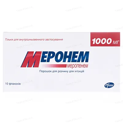 Меронем порошок для р-ну д/ін. по 1000 мг №10 у флак.