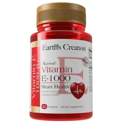 Вітамін Е 1000 DL-alpha Earth's Creation Vitamin E 1000 DL-alpha, 50 гелевих капсул