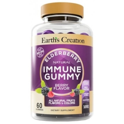 Жевательные конфеты из бузины для иммунитета Earth's Creation Immune Gummy Elderberry, 60 шт