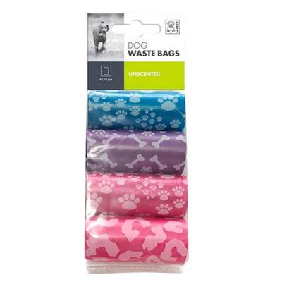 Набор пакетов M-Pets Dog Waste Bags для уборки за собакой, разноцветные, 4 рулона по 20 штук
