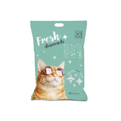 Наповнювач для котячого туалету M-Pets Fresh Diamonds силікагелевий без ароматизатора, 7 кг (15 л)