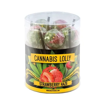 Льодяники з CBD Cannabis Lolly зі смаком полуниці, подарункова коробка, 10 штук