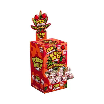 Льодяники з CBD Bubbly Billy Buds CBD Lollipops 10 мг зі смаком кислої малини, 1 штука