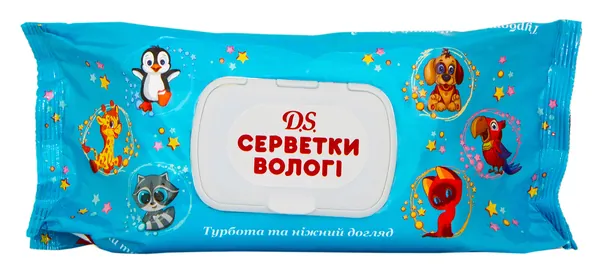 Серветки вологі D.S. Дитячі з клапаном, 100 шт