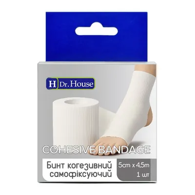 Бинт когезивний H Dr. House самофіксуючий еластичний 5 см х 4,5 м, білий