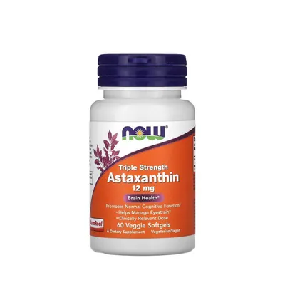 Астаксантин NOW Astaxanthin 12 мг м'які вег. капсули №60