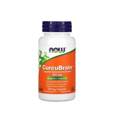 Куркубрейн NOW Curcubrain 400 мг, 50 вегетерианских капсул