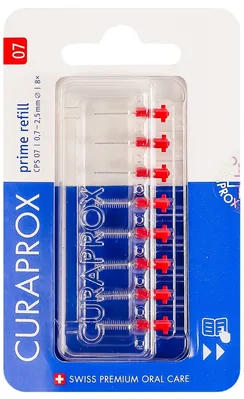 Набір йоржиків міжзубних Curaprox Prime Refill CPS 07 без тримача, червоний, 8 шт