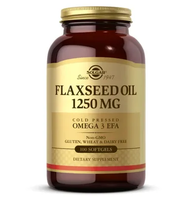 Лляна олія Solgar Flaxseed Oil 1250 мг м'які капсули №100