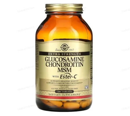 Глюкозамін, хондроїтин, МСМ з вітаміном С Solgar Glucosamine Chondroitin MSM with Ester-C таблетки №180