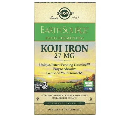 Залізо Solgar Koji Fermented Iron 27 мг вег. капсули №30