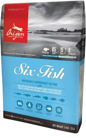 Корм сухой для кошек всех пород Orijen 6 Fish Cat & Kitten на всех стадиях жизни, 1,8 кг