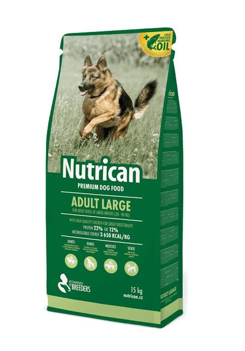 Корм сухой для собак крупных пород Nutrican Adult Large со вкусом курицы, 15 кг