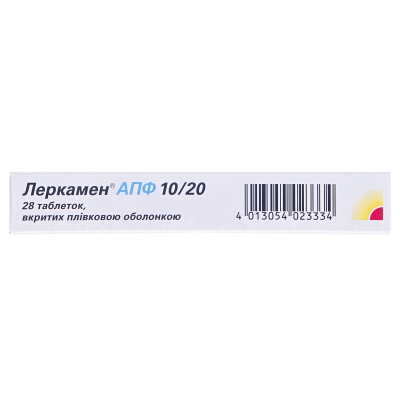 Леркамен АПФ 10/20 таблетки, в/плів. обол. №28 (14х2)