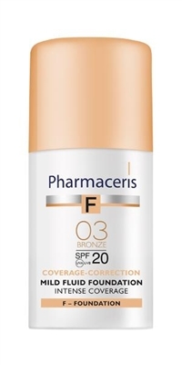 Флюид для лица Pharmaceris F SPF20 нежный интенсивно маскирующий тон 03 бронза, 30 мл