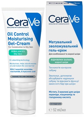 Гель-крем для обличчя CeraVe матувальний зволожувальний для комбінованої та жирної шкіри, 52 мл