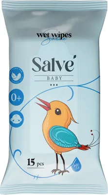 Серветки вологі Salve дитячі сині, 15 шт