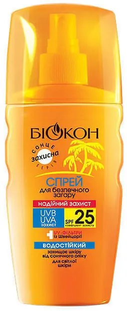Спрей сонцезахисний Біокон SPF25 для безпечної засмаги водостійкий, 160 мл