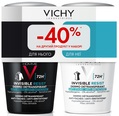Набор антиперспирантов шариковых Vichy Invisible Resist 72 часа защиты, мужской и женский, 2 шт х 50 мл