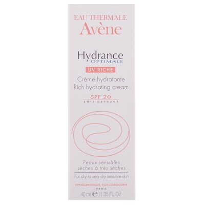 Крем для лица Avene Hydrance Optimale UV Riche SPF20 насыщенный увлажняющий для сухой и очень сухой, чувствительной кожи, 40 мл