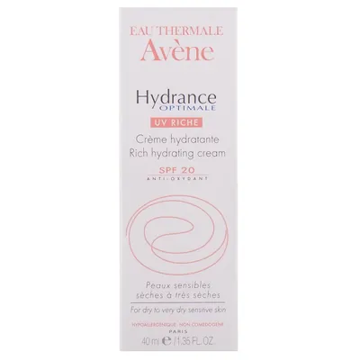 Крем для обличчя Avene Hydrance Optimale UV Riche SPF20 насичений зволожуючий для сухої та дуже сухої, чутливої шкіри, 40 мл