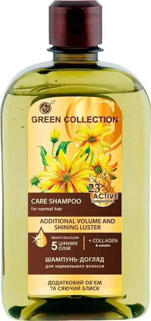 Шампунь-догляд Green Collection додатковий об'єм і сяючий блиск, 500 мл