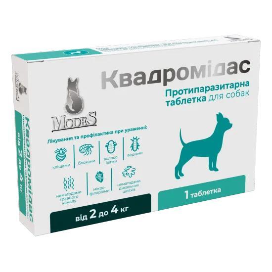Квадромідас Modes протипаразитарні таблетки для собак 2,0 - 4,0 кг (0,2 г), 1 таблетка