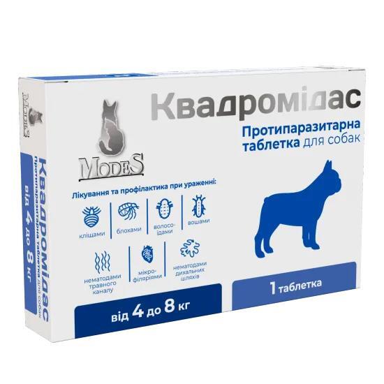 Квадромідас Modes протипаразитарні таблетки для собак 4,0 - 8,0 кг (0,4 г), 1 таблетка