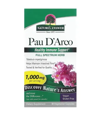 Кора мурашиного дерева Nature's Answer Pau D'Arco 1000 мг, 90 вегетаріанських капсул