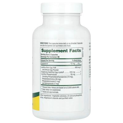 Лецитин из яичных желтков Nature's Plus Egg Yolk Lecithin 600 мг, 180 вегетарианских капсул