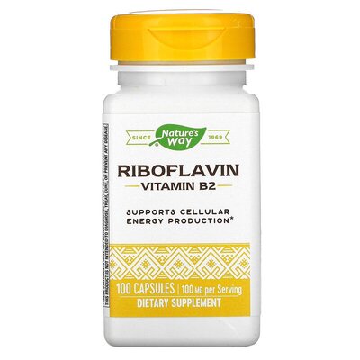 Рибофлавин витамин B2 Nature's Way Riboflavin Vitamin B2 100 мг, 100 капсул
