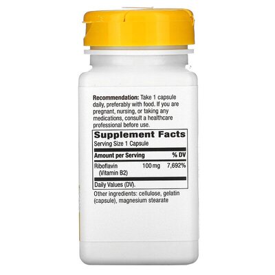 Рибофлавин витамин B2 Nature's Way Riboflavin Vitamin B2 100 мг, 100 капсул