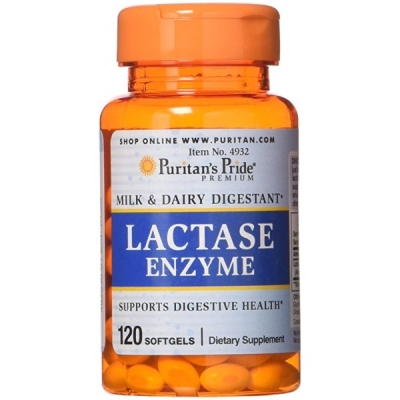 Лактаза Puritan's Pride Super Lactase Enzyme 125 мг, 120 гелевых капсул