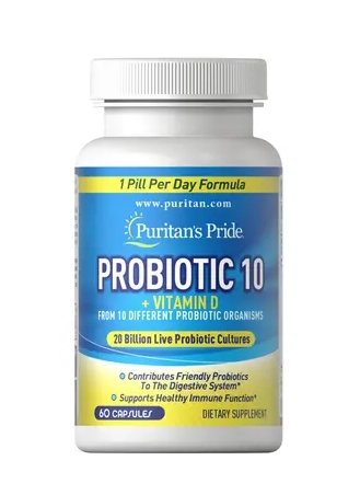 Комплекс Puritan's Pride Probiotic 10 with Vitamin D3, 60 капсул