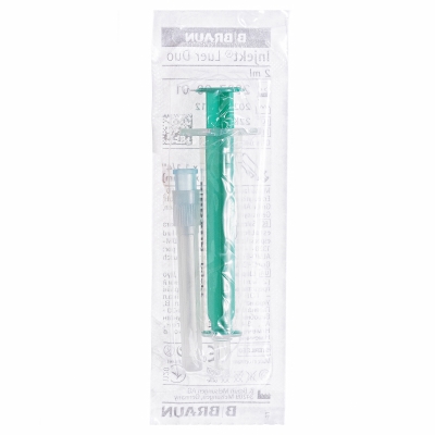 Шприц 2 мл B.Braun Injekt Luer Duo двухкомпонентный с иглой 23G (0,6 мм x 30 мм), 1 штука