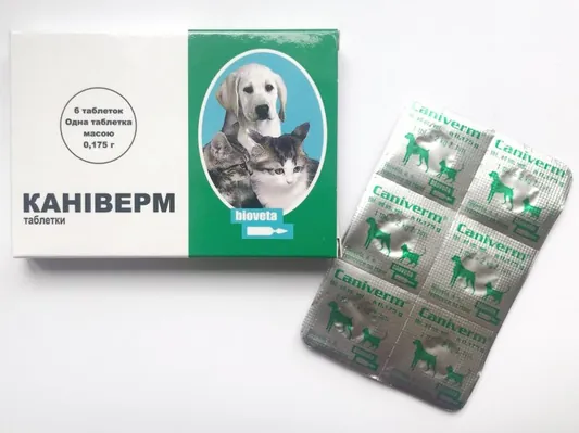 Каніверм 0,175 г від глистів для собак і кішок, антигельмінтик широкого спектру дії , 6 таблеток