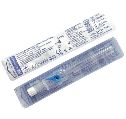 Канюля внутрішньовенна Alexpharm, 22G, блакитна, 1 штука
