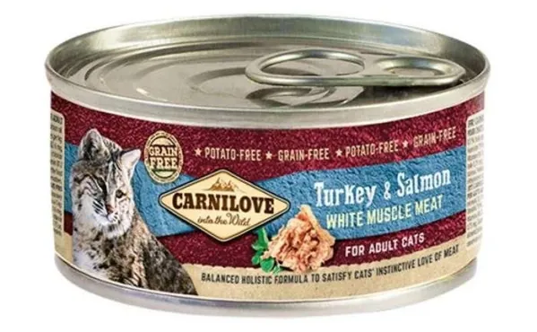Корм вологий для кішок Carnilove Turkey & Salmon Cat Adult з м'ясом індички і лосося, 100 г