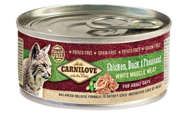 Корм влажный для кошек Carnilove Chicken, Duck & Pheasant Cat Adult с мясом утки и фазана, 100 г