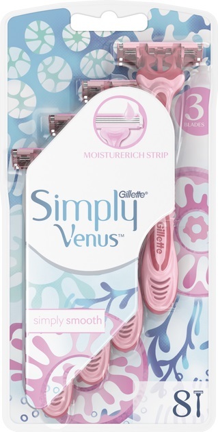 Бритвы Simply Venus 3 одноразовые женские, 8 шт